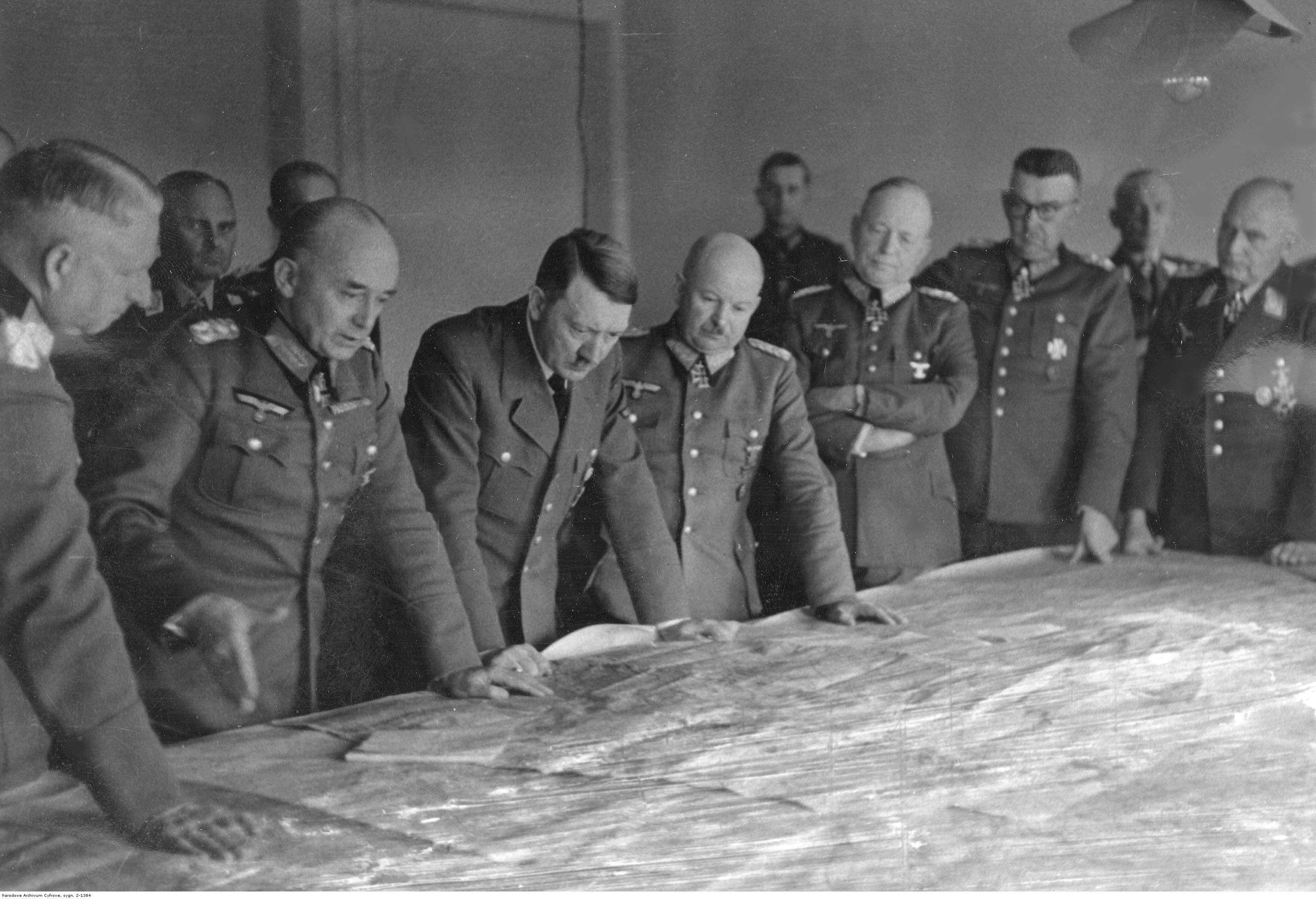Adolf Hitler and his generals at the situation conference at Manstein Heeresgruppe Süd in Ukraine